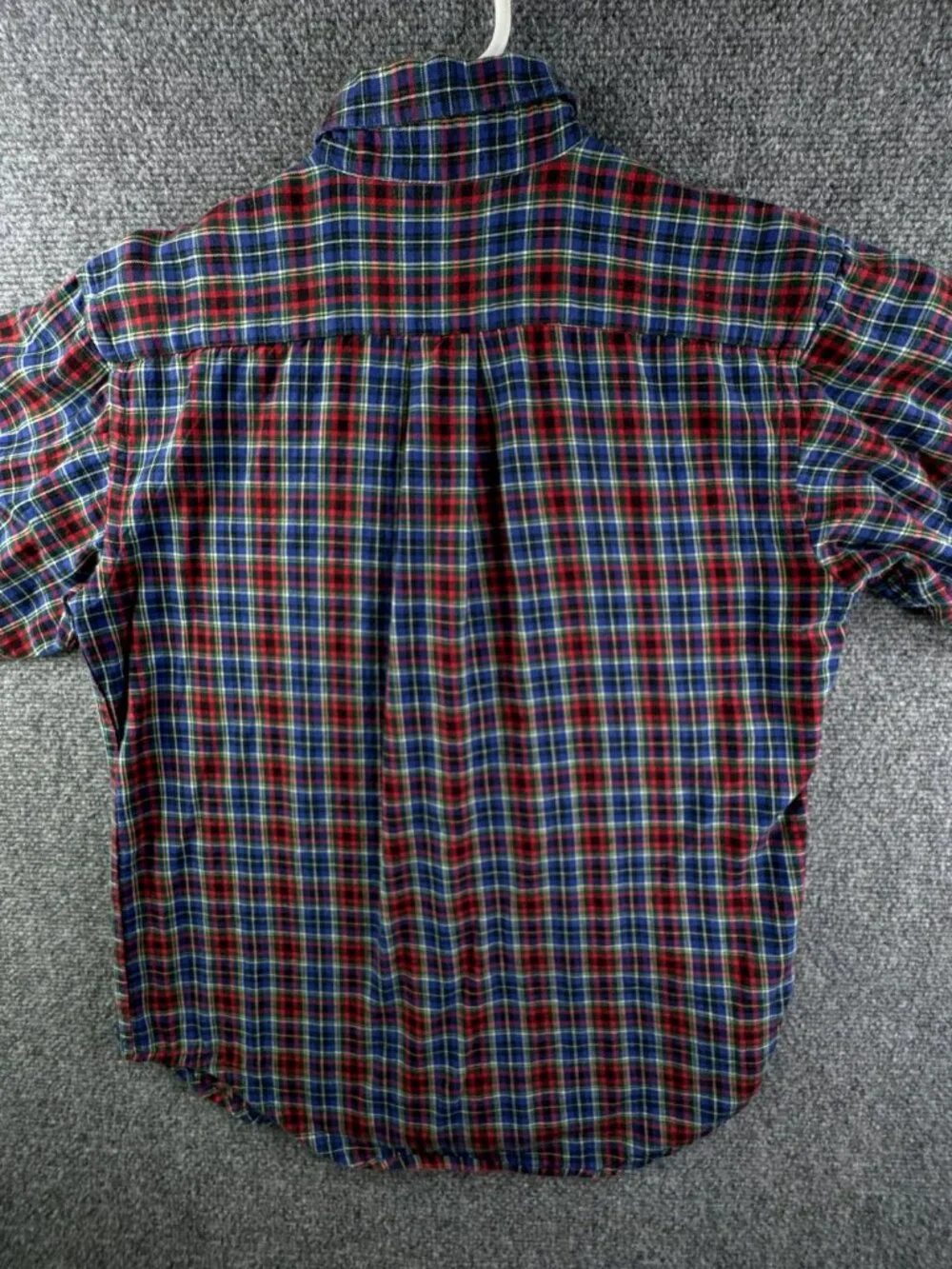 Ralph Lauren Boys Flannel Button Up Shirt Long Sleeve Colorful Plaid Red Blue